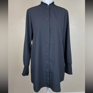 Soft Surroundings Dark Gray‎ Button-Down Blouse